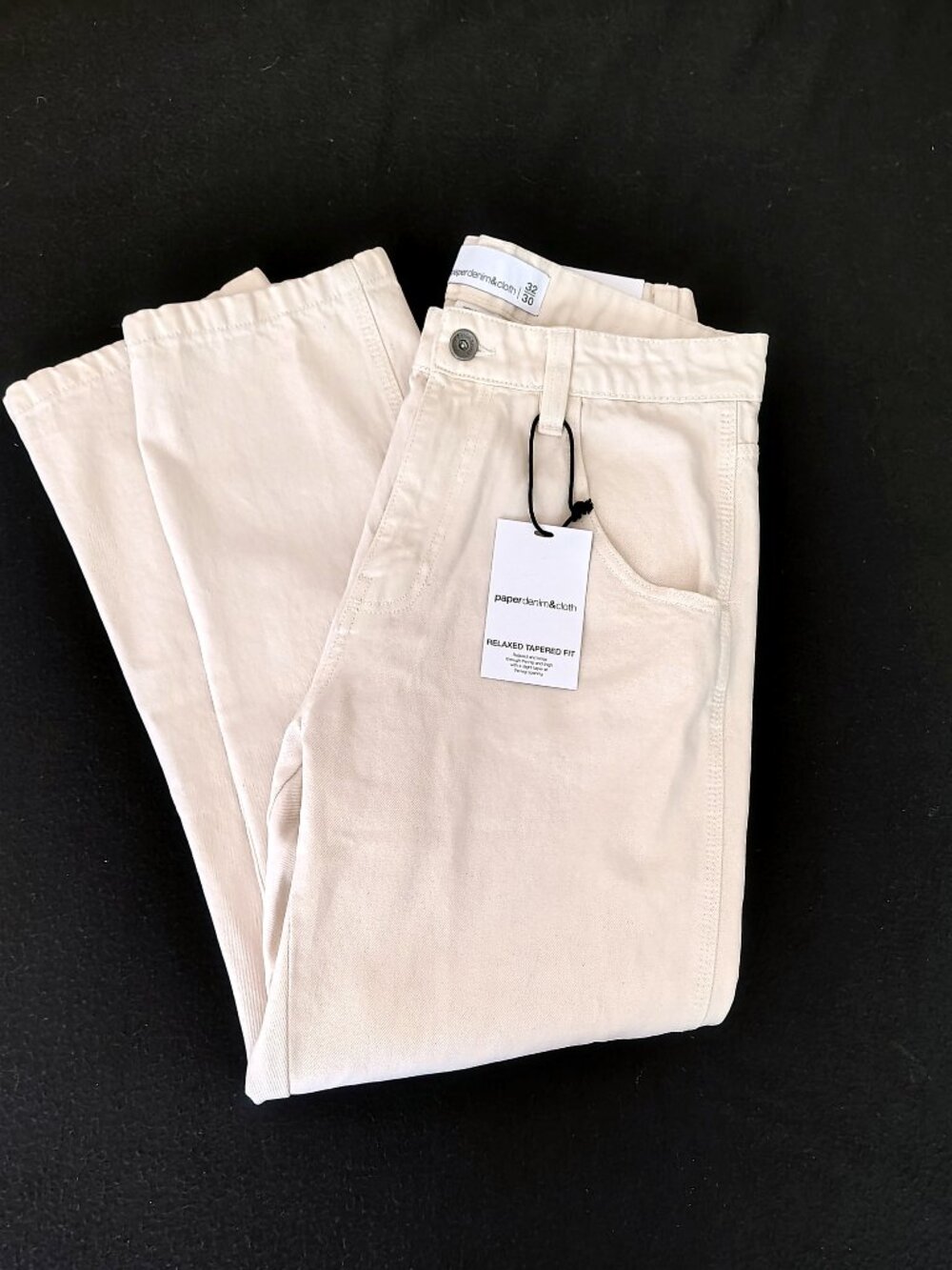 $72 NWT Mens Paperdenim&cloth Size 32x30 Color Ecru Relaxed Tapered Fit Jeans